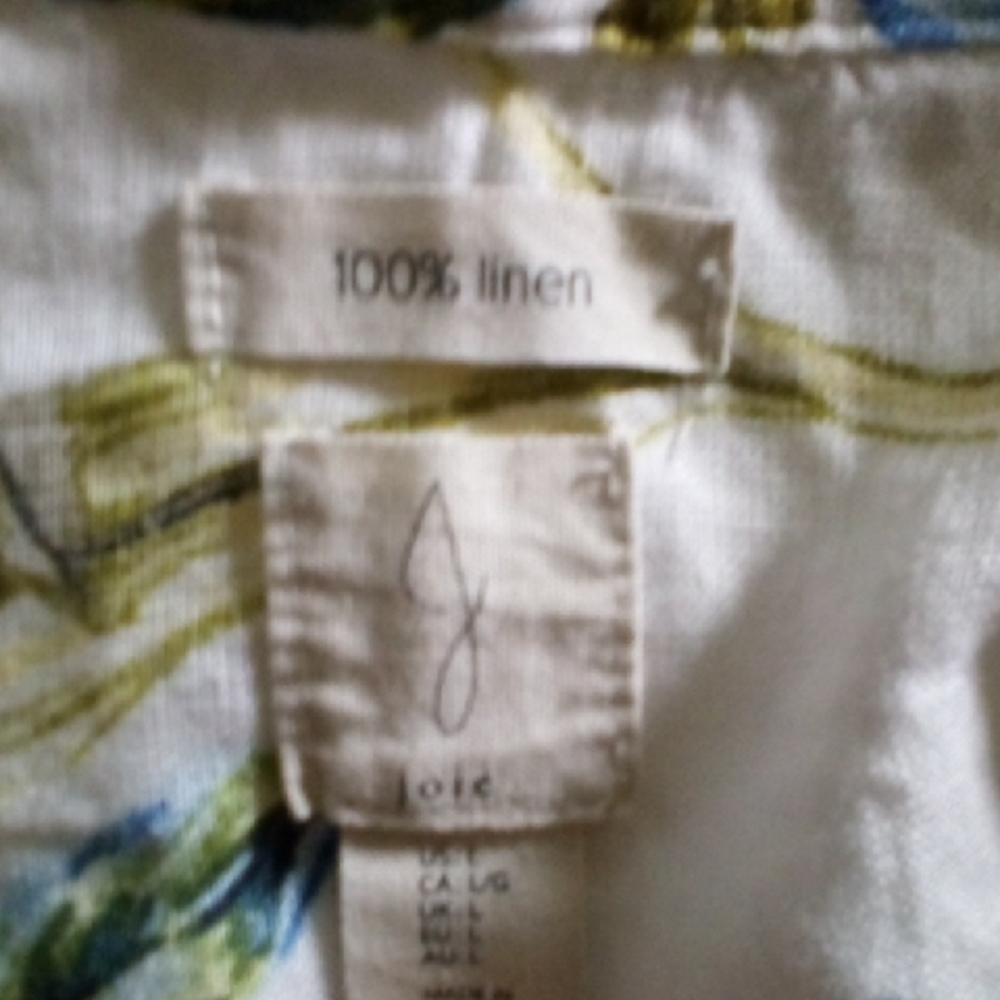 Joie White and Green Linen Blouse